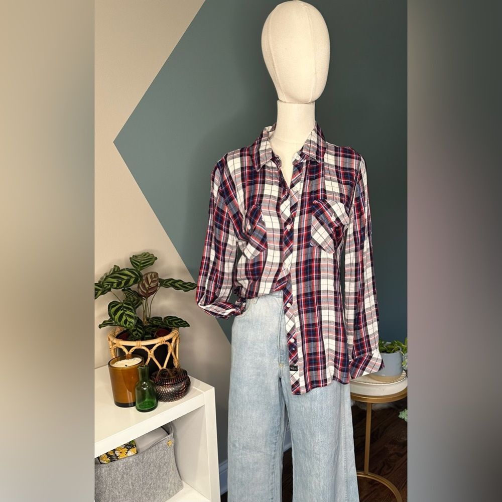Rails Carmen Plaid Button Down Shirt - Long Sleeve, Soft Rayon, Size Small - Picture 1 of 12